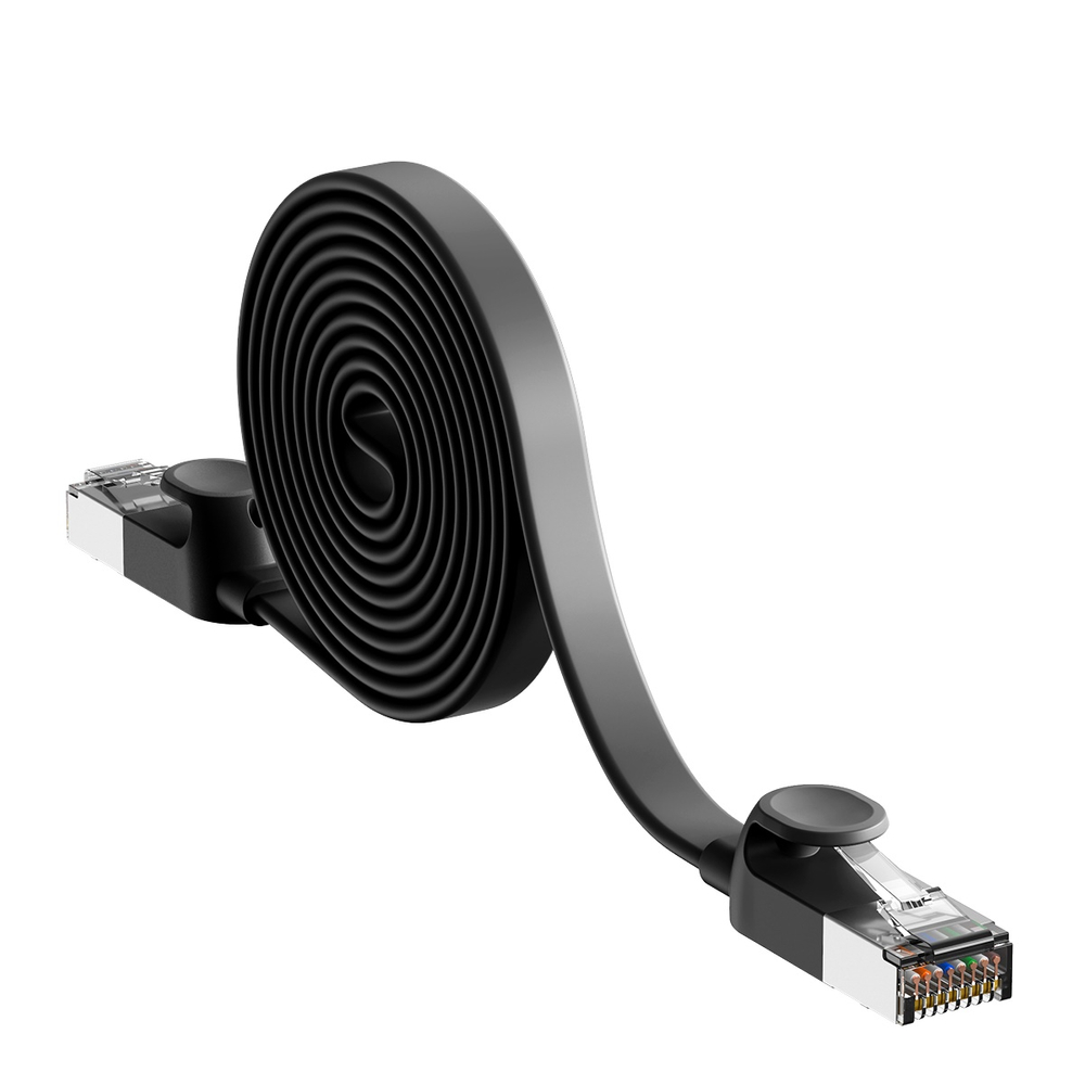 Baseus ātrgaitas plakans Ethernet CAT6 RJ45 tīkla kabelis 1m - melns | High Speed Flat Network Cable Black
