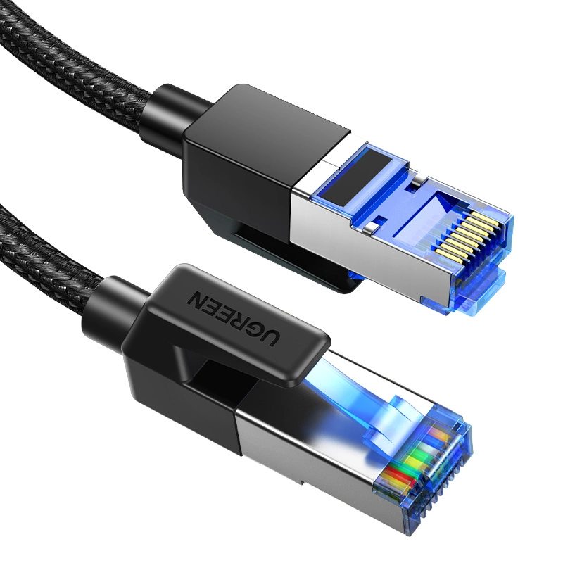 Ugreen NW153 Ethernet RJ45 Cat8 kabelis ar vara kodolu 1,5m - Melns | Cable Copper Core 1.5M Black