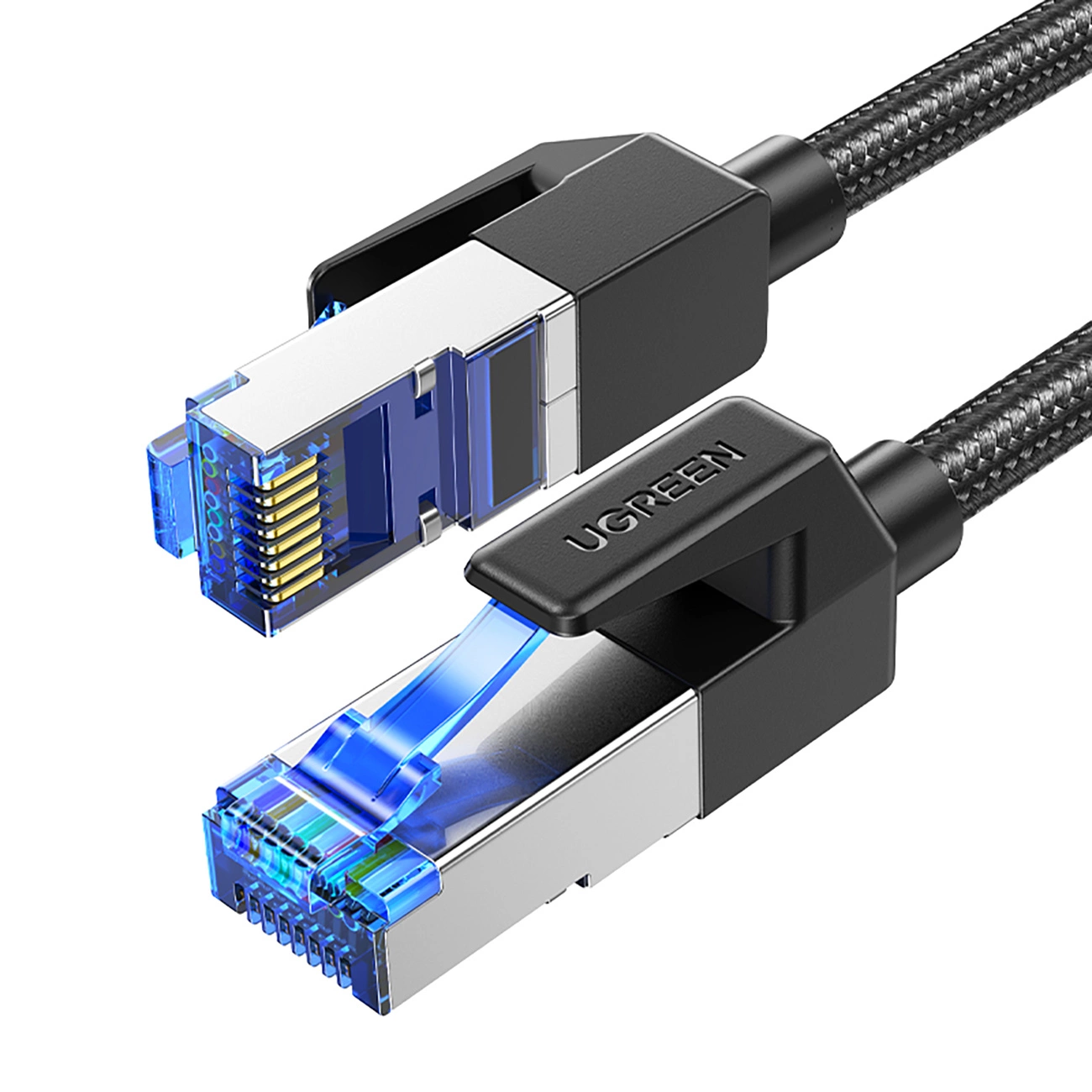 Ugreen NW153 Ethernet RJ45 Cat8 kabelis ar vara kodolu 1,5m - Melns | Cable Copper Core 1.5M Black