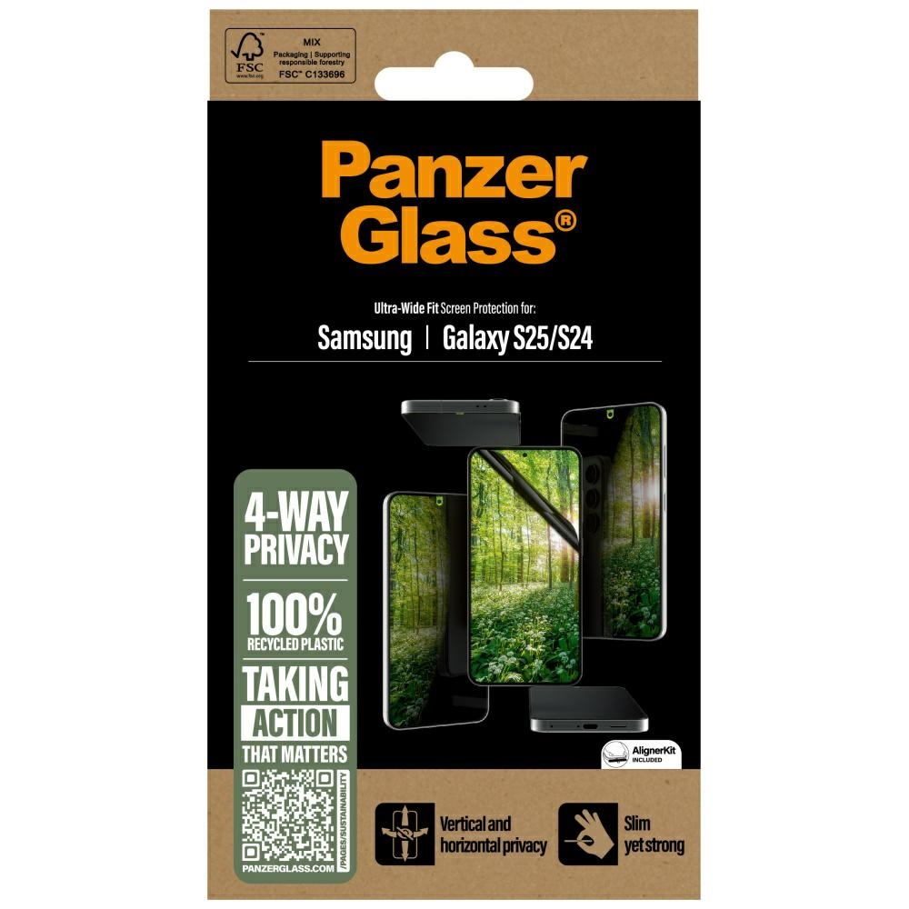 PanzerGlass Eco Matrix Ultra-Wide Fit Privacy Glass Samsung Galaxy S25
