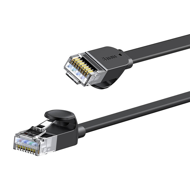 Baseus Speed Six plakans tīkla kabelis RJ45 1000Mbps 1.5m melns (WKJS000001) | Flat Network Cable Black