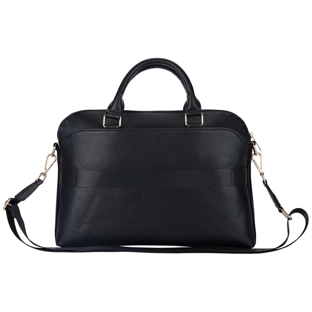 Guess Grained Zipper Pocket Triangle Logo 15" Laptop Bag - Black (0)