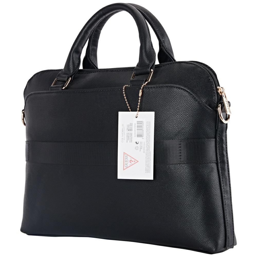 Сумка для ноутбука Guess Grained Zipper Pocket Triangle Logo 15\" - черная
