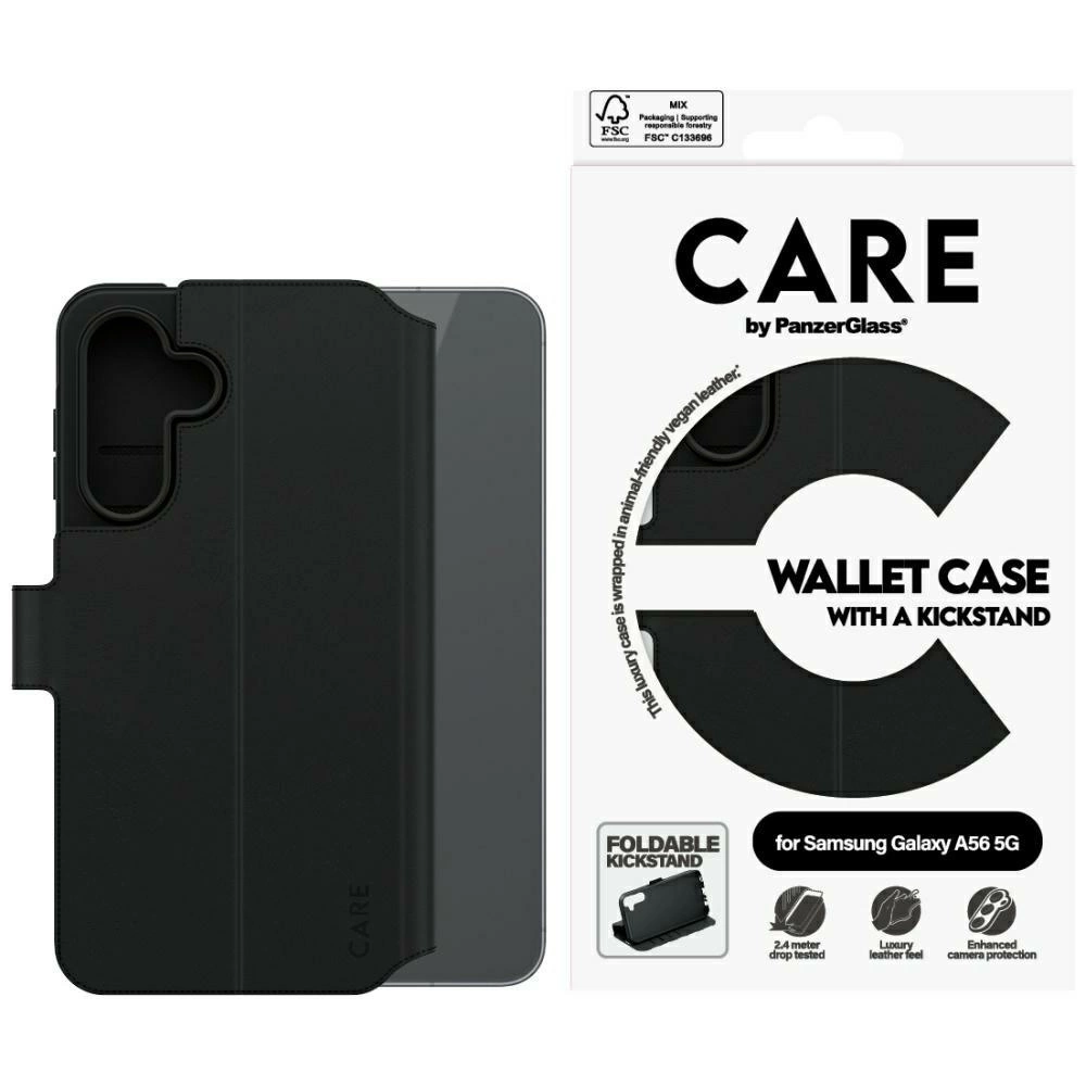 CARE by PanzerGlass Feature Wallet Kickstand Phone Case Cover Samsung Galaxy A56 5G - Black