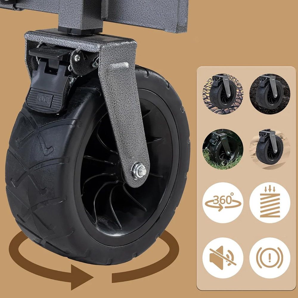 Qunature foldable, transport, garden stroller, large wheels with lock - brown