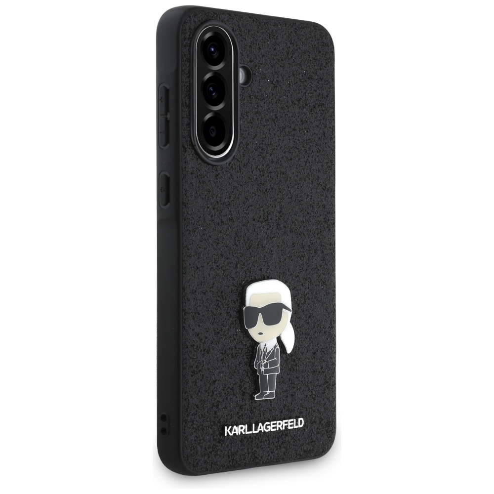 Karl Lagerfeld Samsung Galaxy A56 Case Fixed Glitter Ikonik Logo, Black
