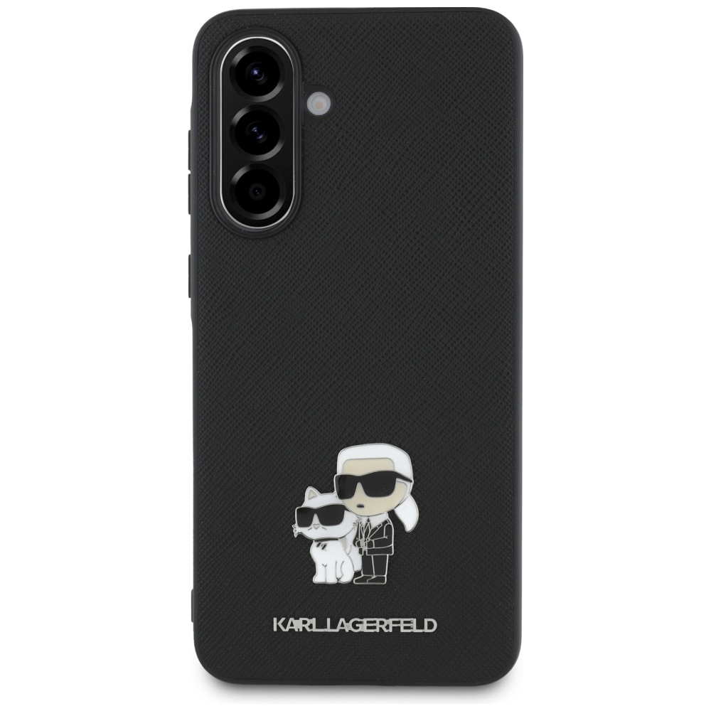 Karl Lagerfeld Samsung Galaxy A36 vāciņš Saffiano K&C Metal Logo, melns