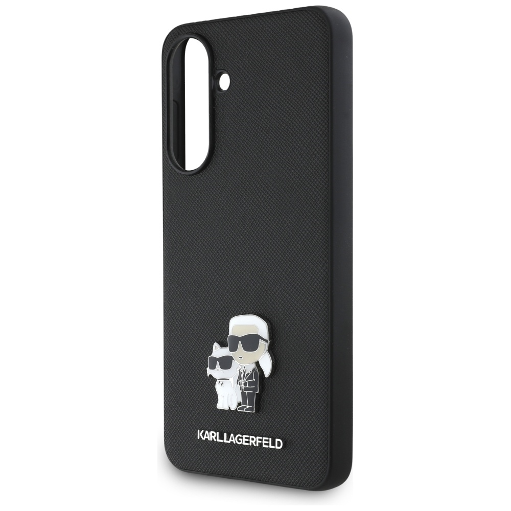 Karl Lagerfeld Samsung Galaxy A36 vāciņš Saffiano K&C Metal Logo, melns