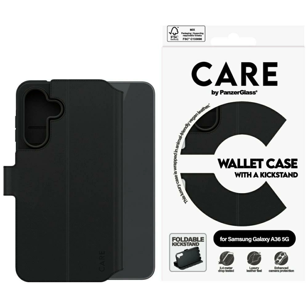 CARE by PanzerGlass Feature Wallet Kickstand Phone Case Cover Samsung Galaxy A36 5G - Black