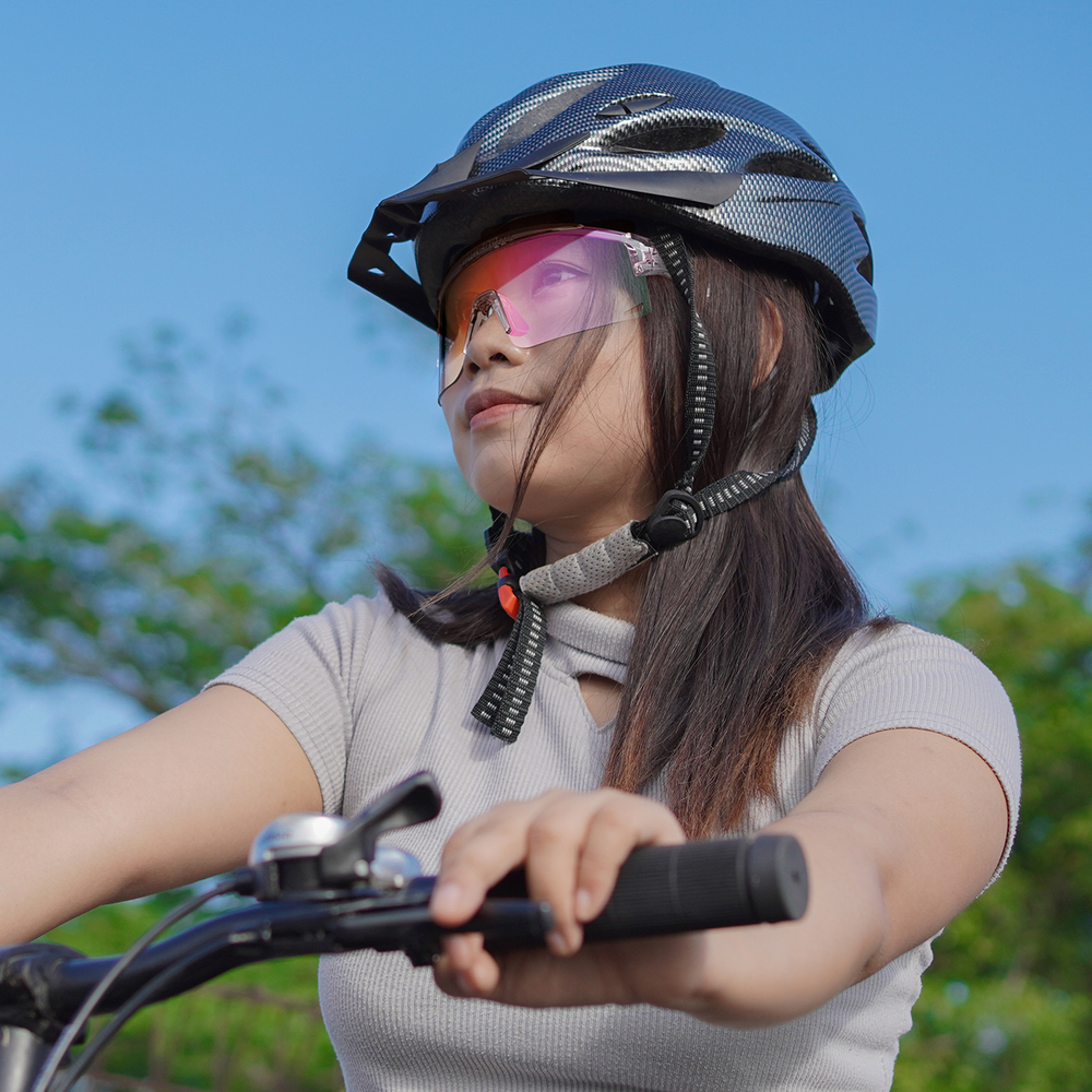 Rockbros Photochromic Cycling Glasses with UV Protection and Optical Insert, Clear Purple