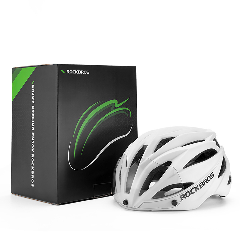 Rockbros velosipēda ķivere ar aizsargbrillēm, balta
