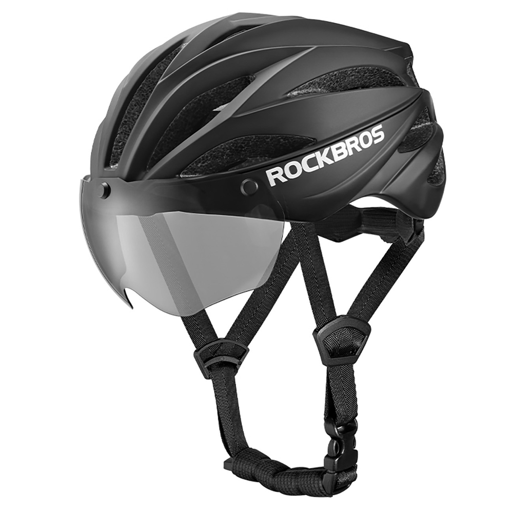 Rockbros Bike Helmet with Detachable UV Goggles, Black/Brown