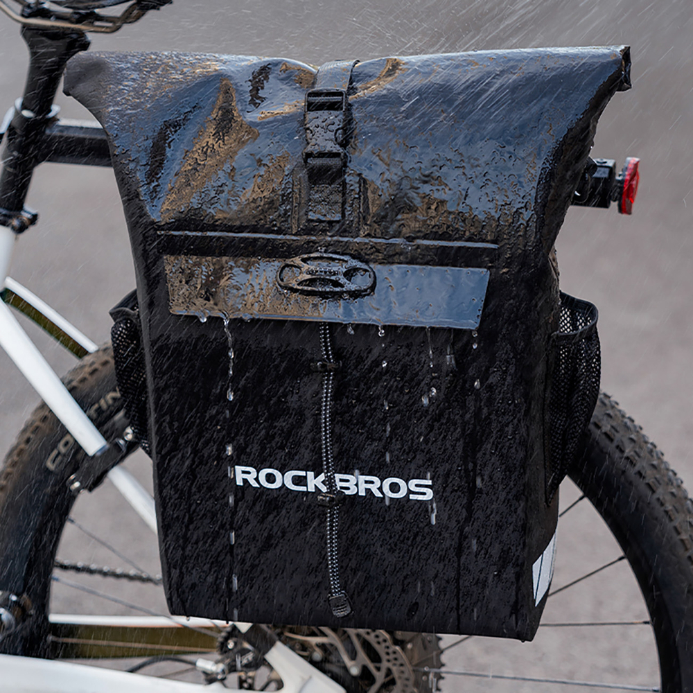 Rockbros 2-in-1 Bike Pannier Bag & Backpack 18L, Waterproof, Black