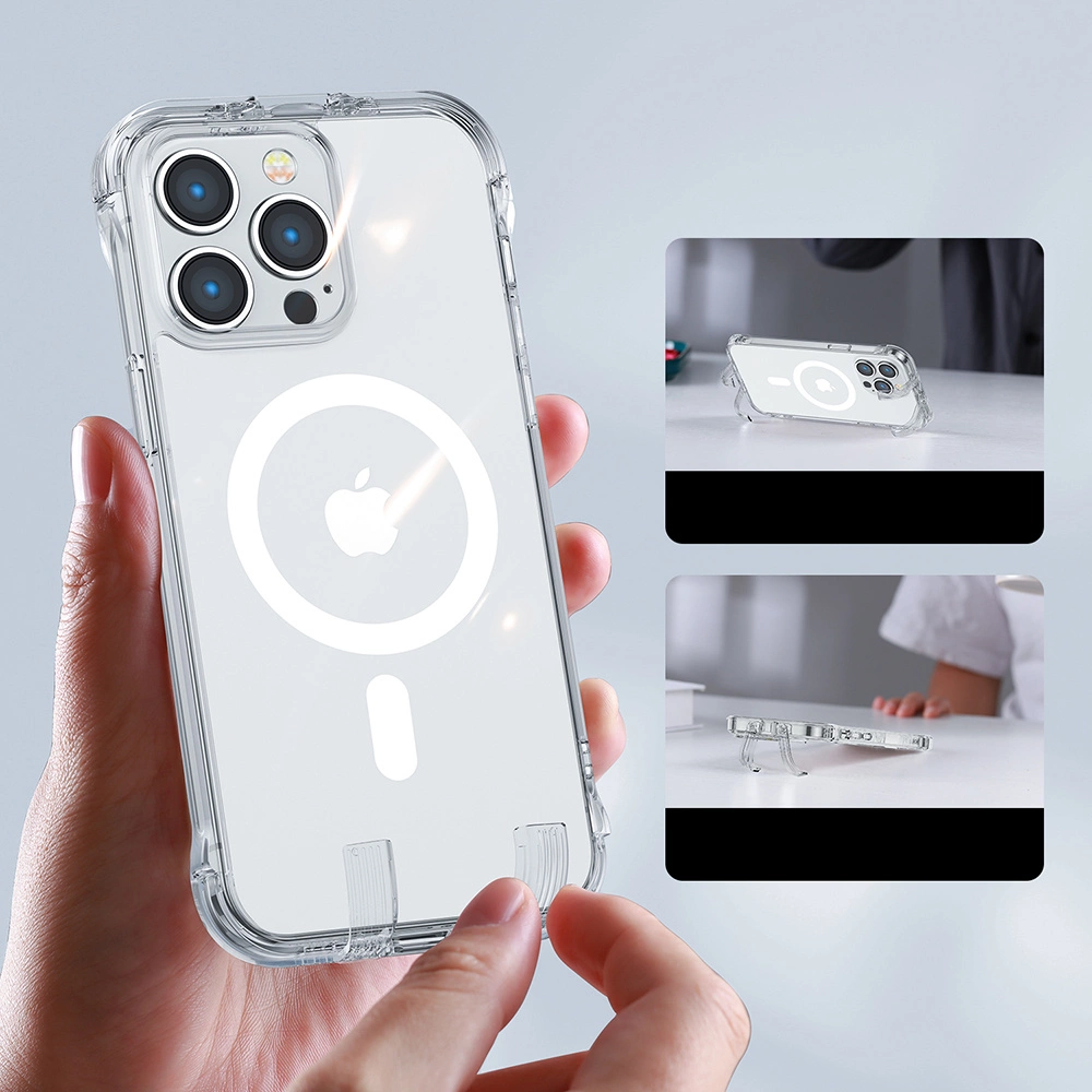 Joyroom Magnetic Defender Magnetic Phone Case Cover iPhone 14 Pro Max Armored Cover with Hooks Stand Clear (MagSafe...
