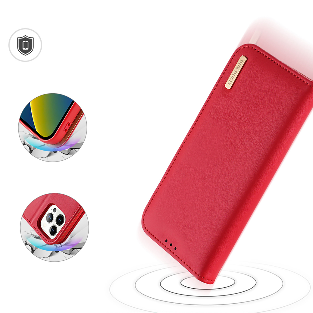Dux Ducis Hivo Leather Flip Cover Genuine Leather Wallet Cards and Documents iPhone 14 Pro Max Red