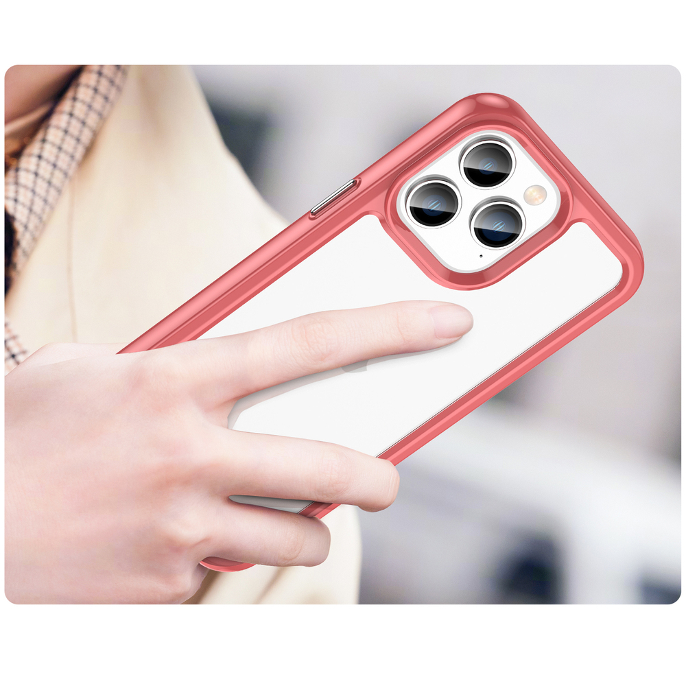 Outer Space Case for iPhone 14 Pro Max with Gel Frame, Red
