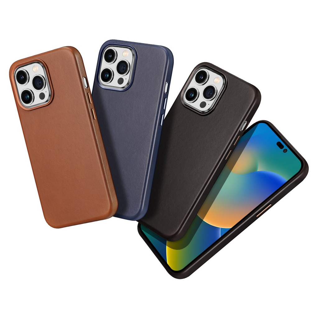 Dux Ducis Naples Phone Case Cover iPhone 14 Pro Max Leather Cover (MagSafe Compatible) Dark Brown