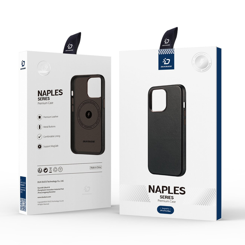 Dux Ducis Naples Phone Case Cover iPhone 14 Pro Max Leather Cover (MagSafe Compatible) Dark Brown