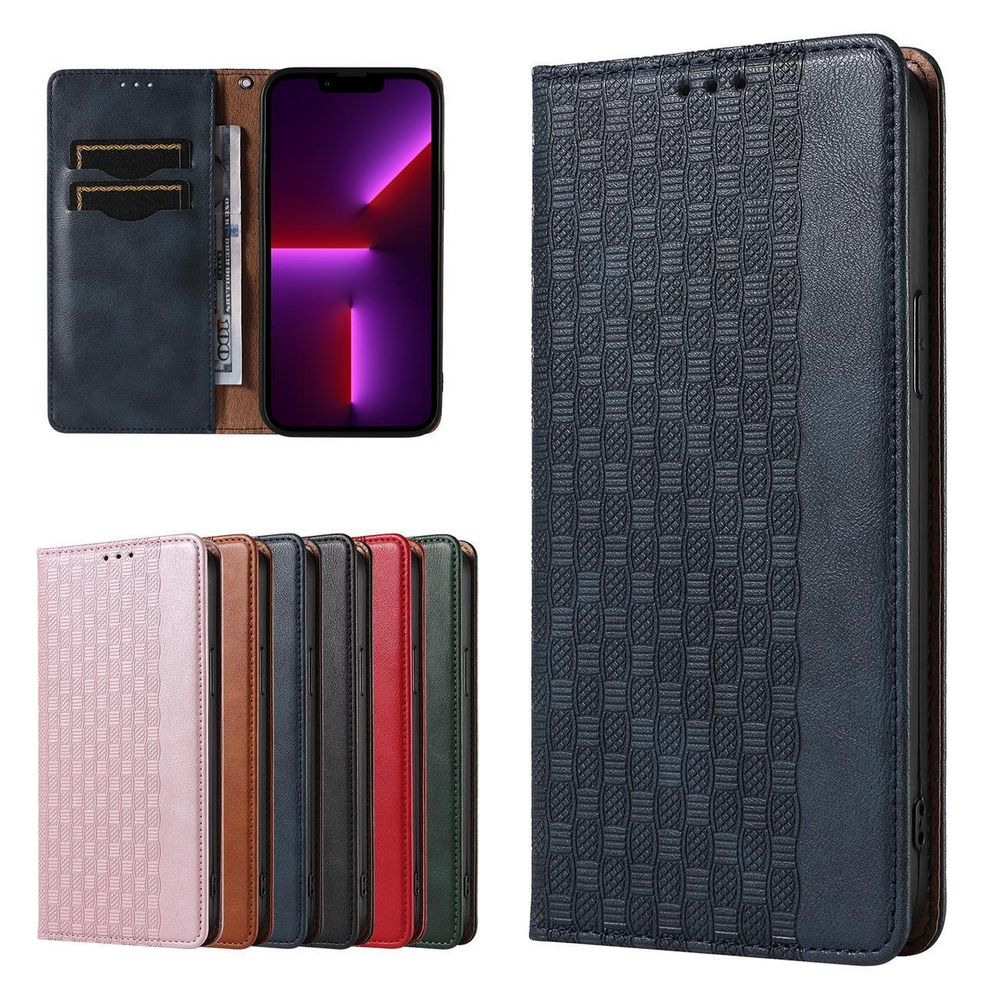 Magnet Strap Case for iPhone 14 Pro Max Flip Wallet Case with Stand, Blue