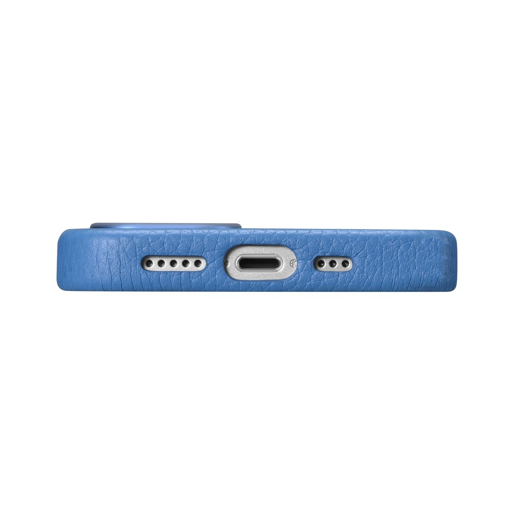 iCarer iPhone 14 Pro Max Litchi Premium Leather MagSafe Case, Light Blue