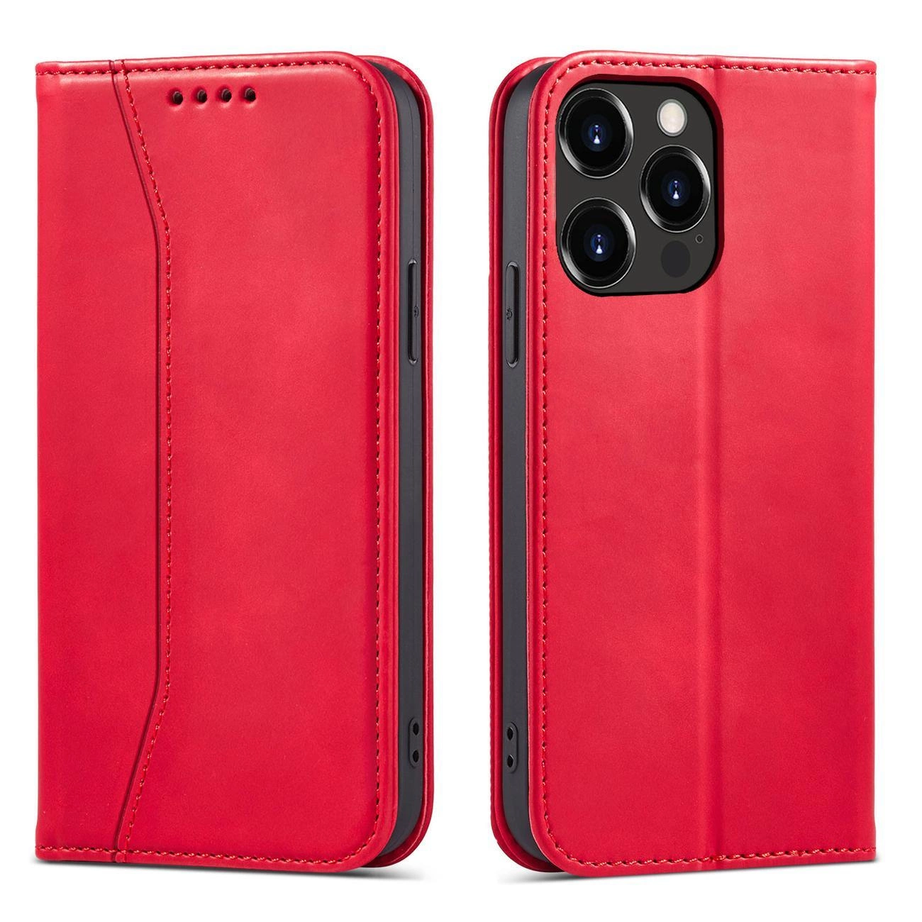Magnet Fancy Case Phone Case Cover iPhone 14 Pro Max flip cover wallet stand red