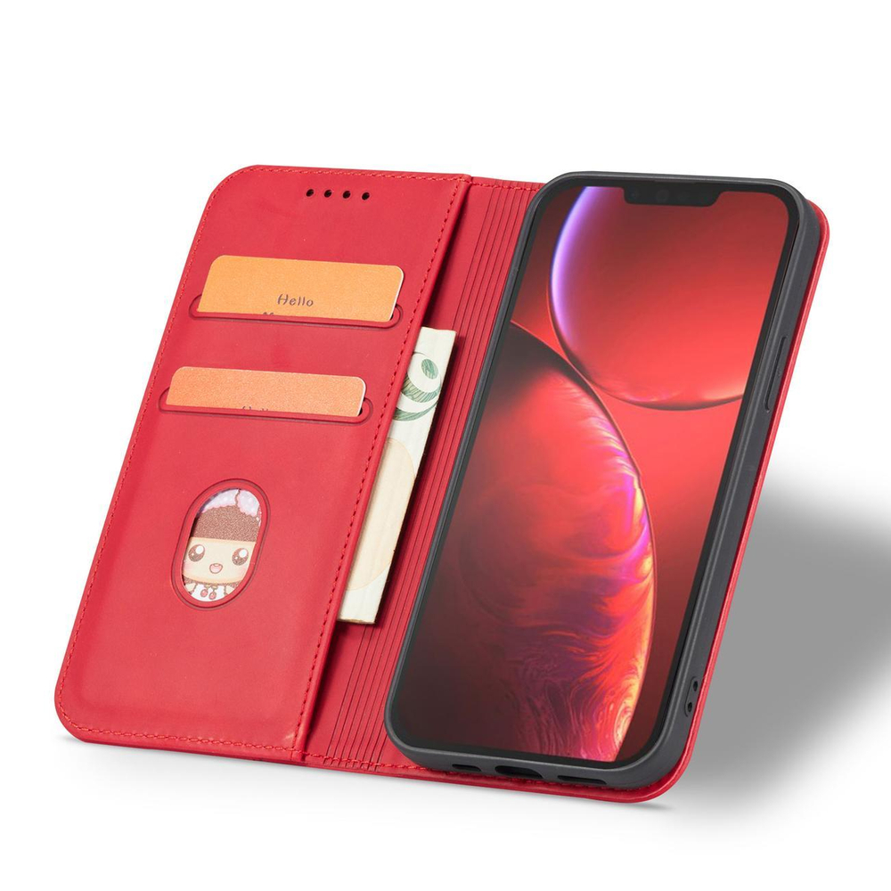 Magnet Fancy Case for iPhone 14 Pro Max Wallet Flip Cover, Red