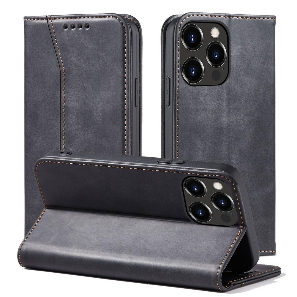 Magnet Fancy Case for iPhone 14 Pro Max Wallet Flip Cover, Black