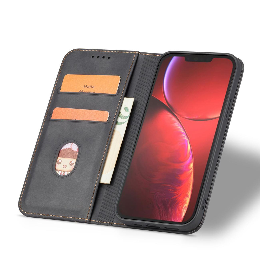Magnet Fancy Case for iPhone 14 Pro Max Wallet Flip Cover, Black