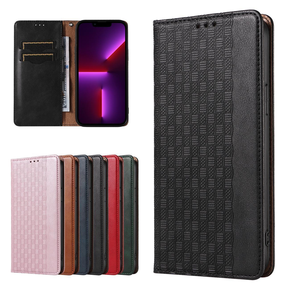 Magnet Strap Case for iPhone 14 Pro Max Flip Wallet Case with Lanyard, Black