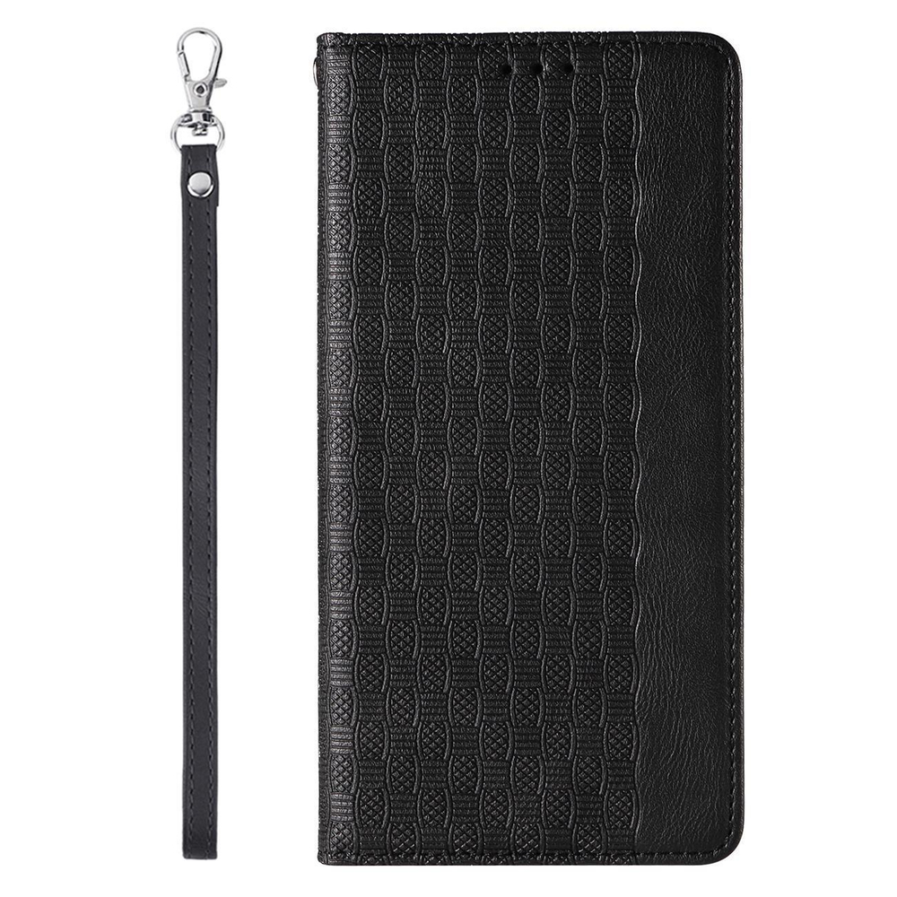Magnet Strap Case for iPhone 14 Pro Max Flip Wallet Case with Lanyard, Black