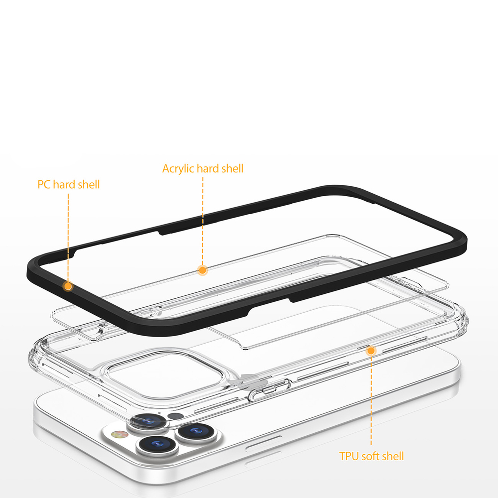 Hybrid Armor iPhone 14 Pro Max Case Clear 3in1, Black