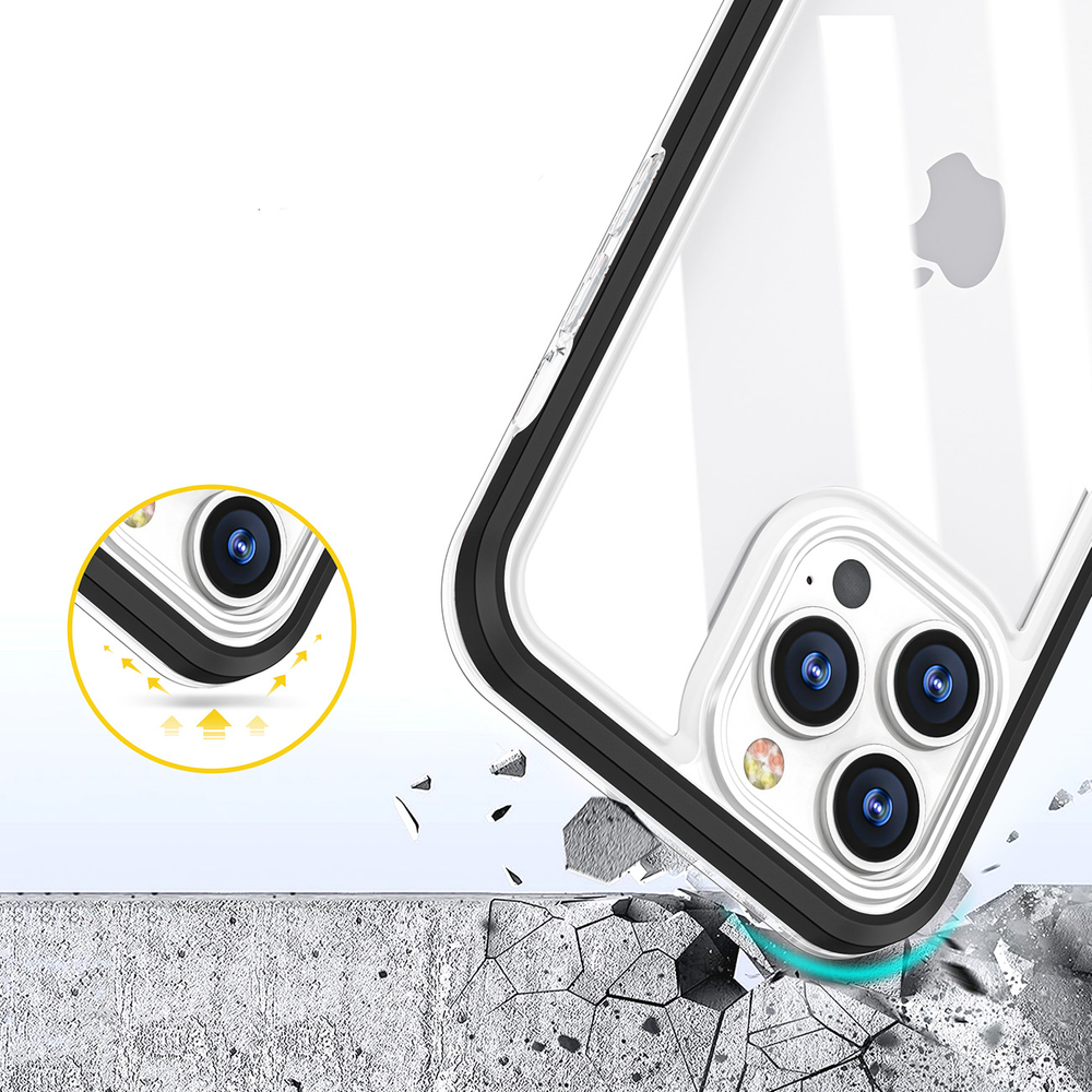 Hybrid Armor iPhone 14 Pro Max Case Clear 3in1, Black