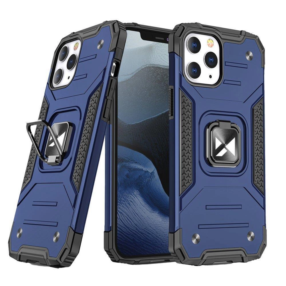 Wozinsky Ring Armor Phone Case Cover iPhone 14 Pro Max armored cover magnetic holder ring blue