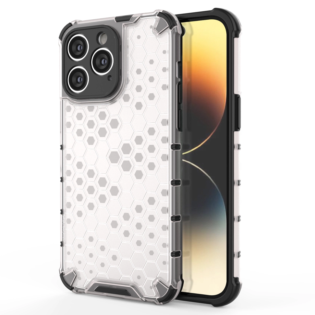 Honeycomb Phone Case Cover iPhone 14 Pro Max armored hybrid cover transparent