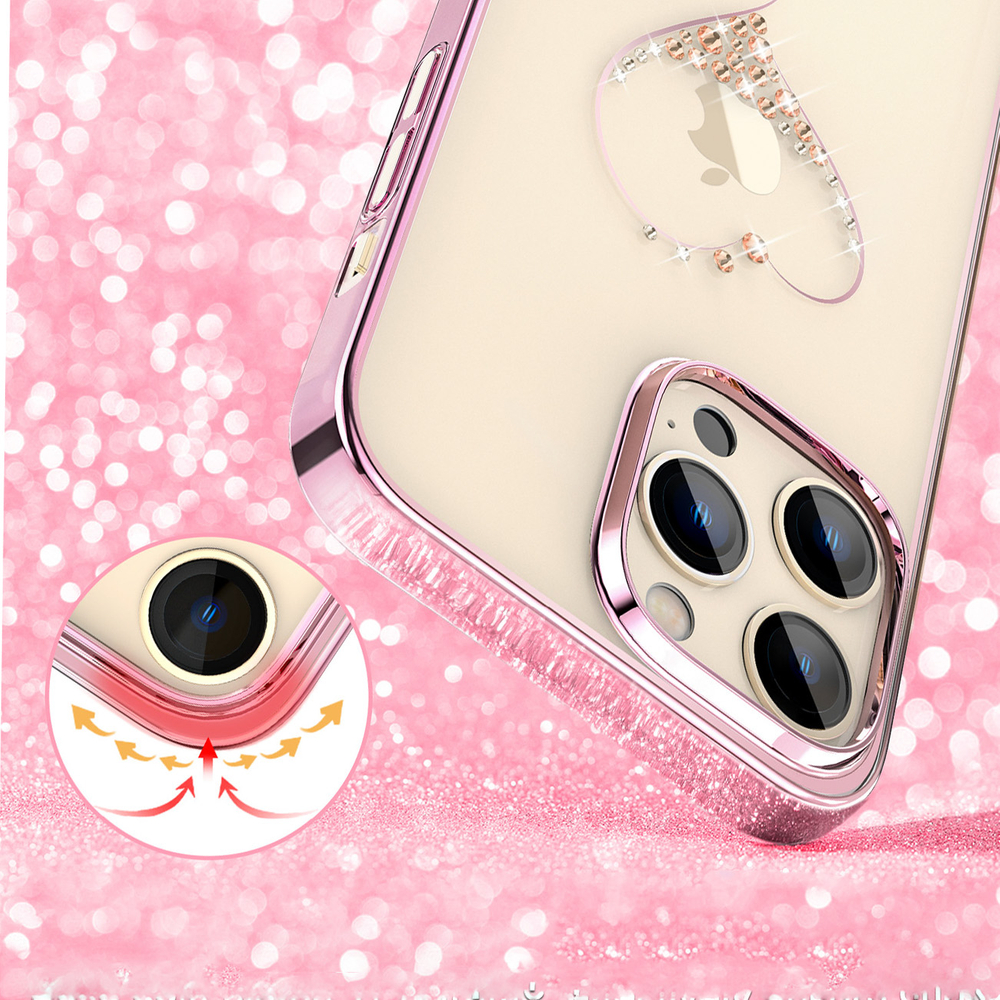 Silicone case with Swarovski Kingxbar Wish Series crystals iPhone 14 Pro Max - pink