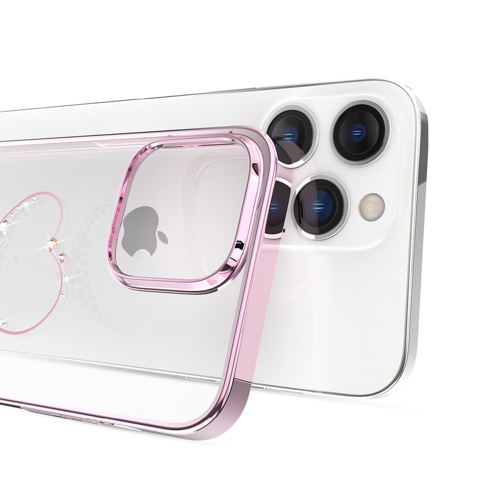 Silicone case with Swarovski Kingxbar Wish Series crystals iPhone 14 Pro Max - pink