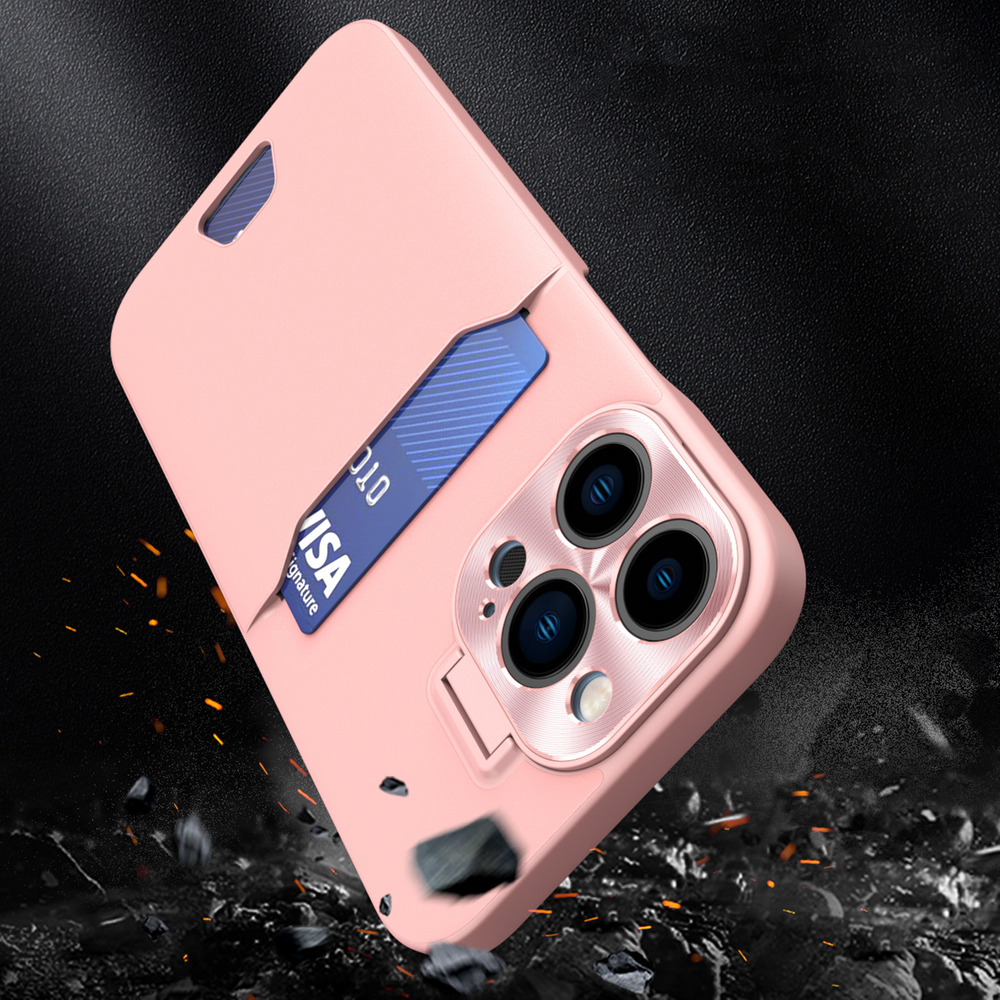 Hurtel iPhone 14 Pro Max Leather Stand Case with Card Slot, Pink
