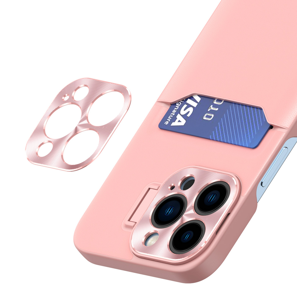 Hurtel iPhone 14 Pro Max Leather Stand Case with Card Slot, Pink