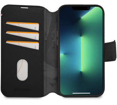 Decoded Detachable Wallet Case Leather with MagSafe with Flip iPhone 14 Pro Max - Black
