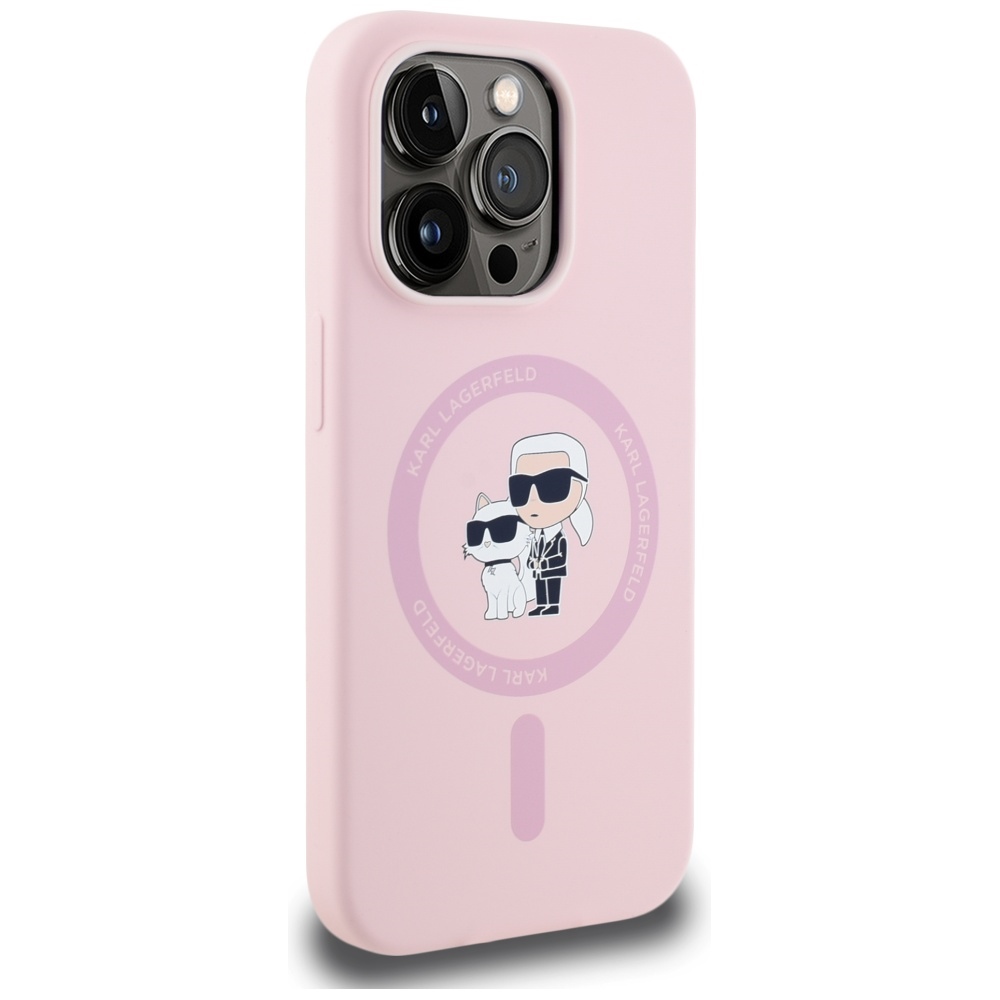 Karl Lagerfeld iPhone 14 Pro Max Case Silicone KC Body Ring MagSafe, Pink