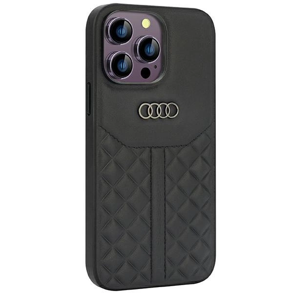 Audi Genuine Leather Phone Case Cover iPhone 14 Pro Max 6.7" - black AU-TPUPCIP14PM-Q8/D1-BK