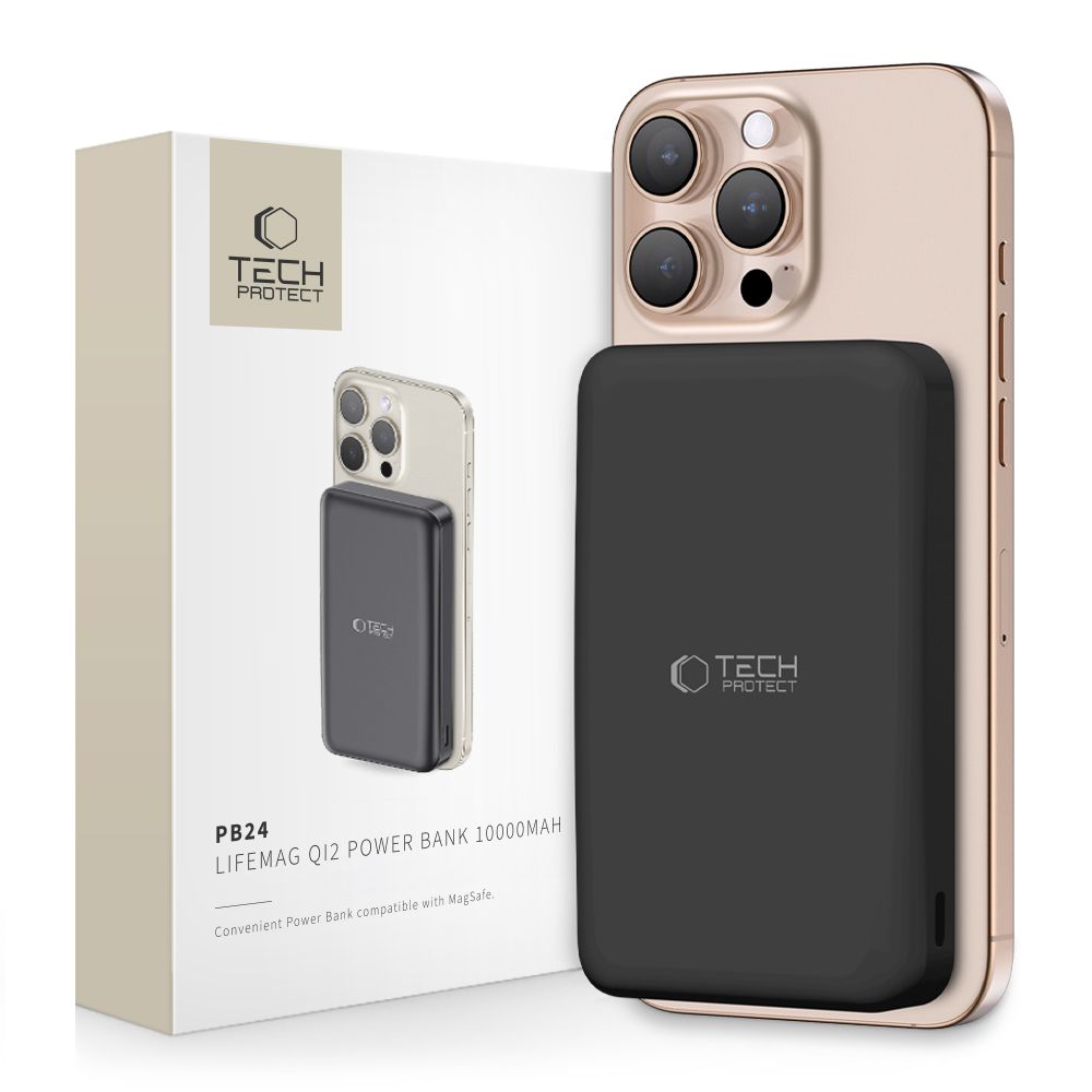 Tech-Protect PB24 LifeMag QI2 MagSafe Power Bank 10000 mAh, Black