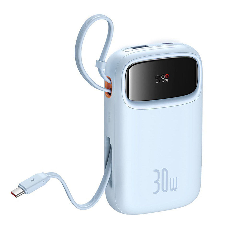 Baseus QPow 2 30Вт 10000мАч внешний аккумулятор с встроенными USB-C кабелями...
