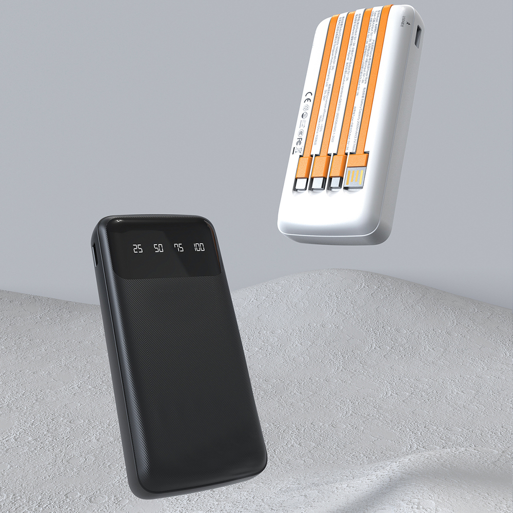 Внешний аккумулятор Dudao K6Pro 10000mAh со встроенными кабелями, черный