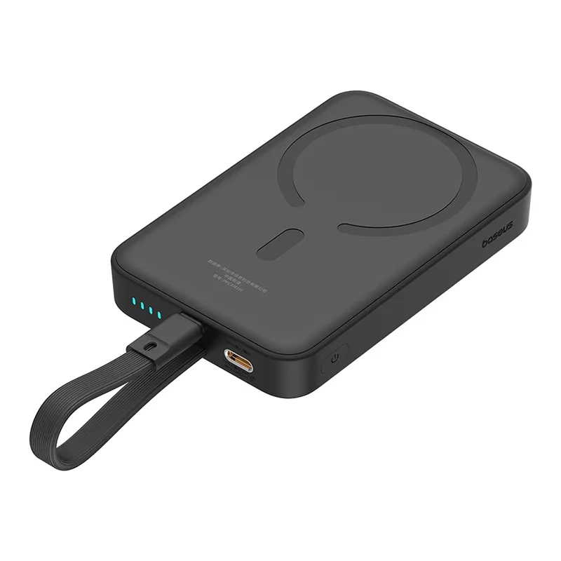 Baseus Magnetic Mini MagSafe 10000mAh 20W powerbank with built-in Lightning cable - black + Baseus Simple Series USB-C...