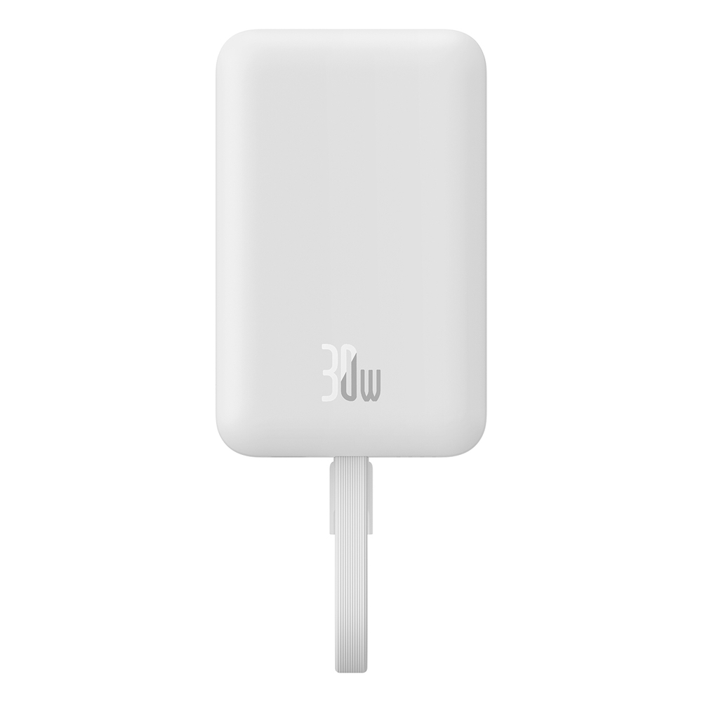 Baseus Magnetic Mini MagSafe 10000mAh 30W powerbank with built-in USB-C cable - white + Baseus Simple Series USB-C -...