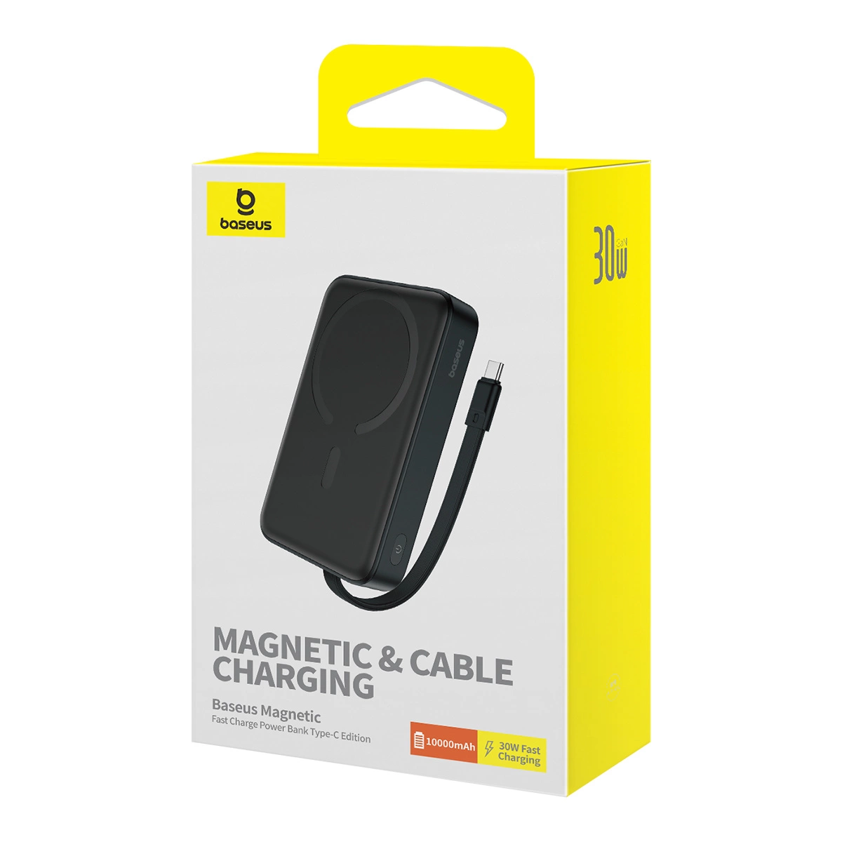 Baseus Magnetic Mini MagSafe 10000mAh 30W powerbank with built-in USB-C cable - black + Baseus Simple Series USB-C -...