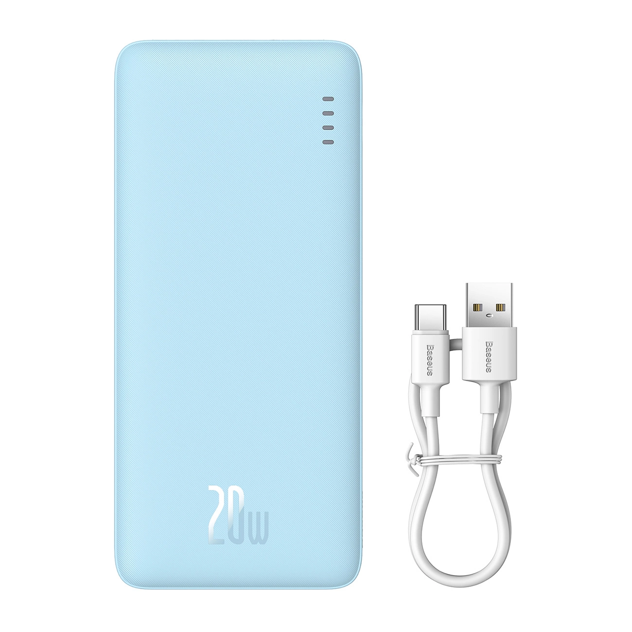 Baseus Airpow 20W 20000mAh Power Bank with White Baseus Simple Series USB-A - USB-C 50cm Cable - Blue