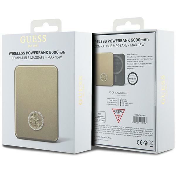 Беспроводной внешний аккумулятор Guess MagSafe 4G Strassed Metal Logo 5000mAh,...