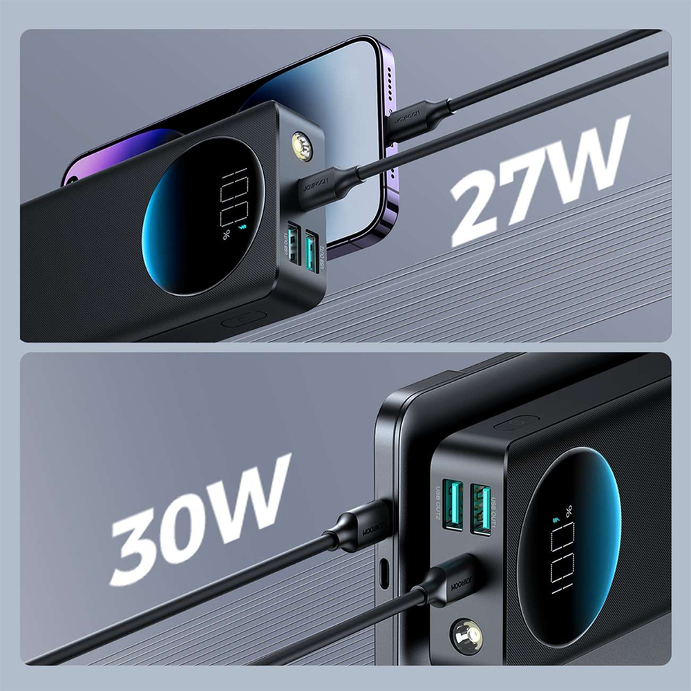 Powerbank Joyroom JR-PBF02 30W 20000mAh + USB-A - USB-C cable 0.25m - black